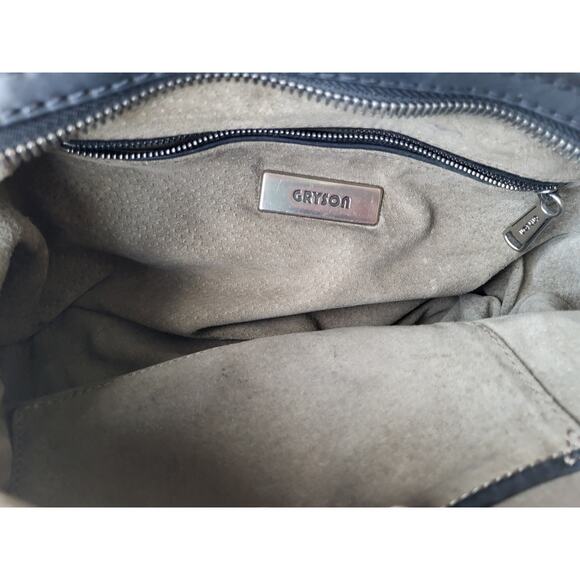 Joy Gryson SKYE Italy Handbag Tote Convertible Black Leather Nylon - Picture 14 of 15